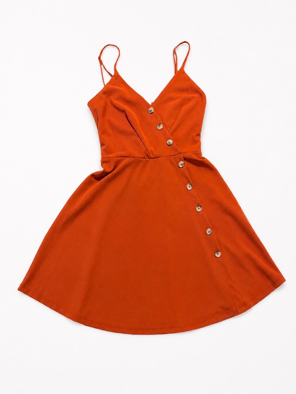 Purple Snow Rust Orange Button Front Mini Dress Size M